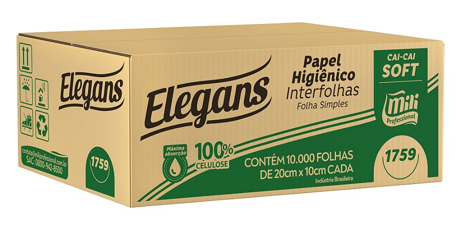 Papel higiênico cai cai f.simples soft Elegans Mili 100% 10x20 10000fs