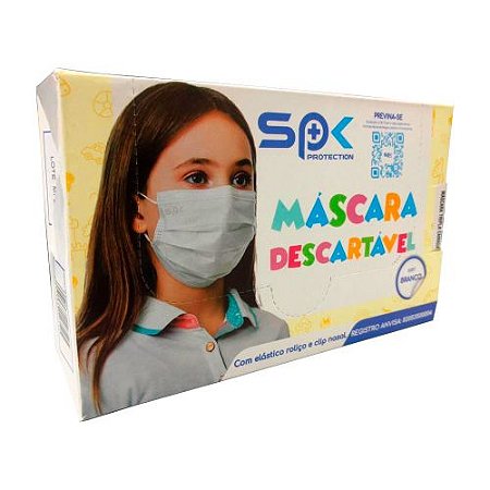 Mascara descartavel Infantil SPK Branca 25un