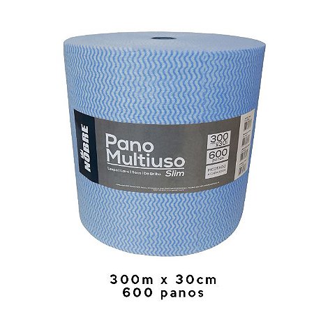 Pano multiuso SLIM 30cm x 300m - 600 panos picotado NOBRE azul