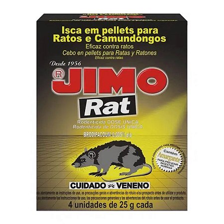 INSETICIDA JIMO 4UN DE 25G RATOS/CAMUNDONGOS