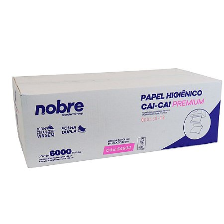 Papel higienico cai cai c/6000fls. 9x20,5cm (caixa/celulose virgem/f.dupla) Premium - Nobre