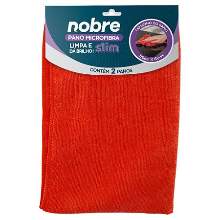 Pano de microfibra 60x80cm ( pacote c/ 2 unid.) vermelho Slim - Nobre