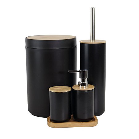 Conjunto p/ banheiro c/5pcs preto Life - Mood