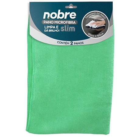 Pano de microfibra 40x60cm ( pacote c/ 2 unid.) verde Slim – Nobre