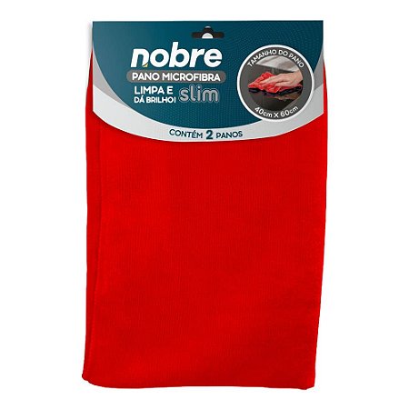 Pano de microfibra 40x60cm ( pacote c/ 2 unid.) vermelho Slim - Nobre