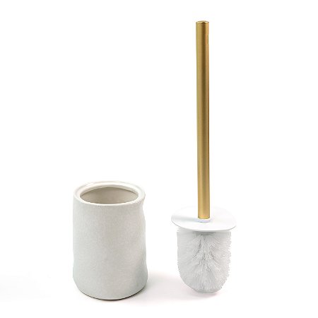 ESCOVA SANITARIA COM SUPORTE DE CERAMICA BRANCO  OIKOS