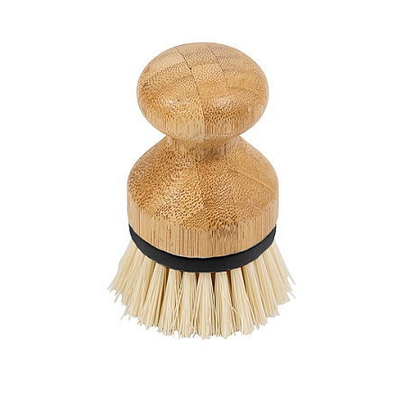 ESCOVA DE LIMPEZA REDONDA COM PEGA DE BAMBU PRETO - OIKOS