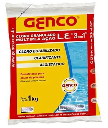 CLORO LE MULTI ACAO 3X1 GRANULADO 1KG GENCO