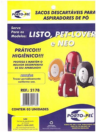 Saco aspirador Electrolux listo / pet-lover / neo - 3 und (REF.2178)