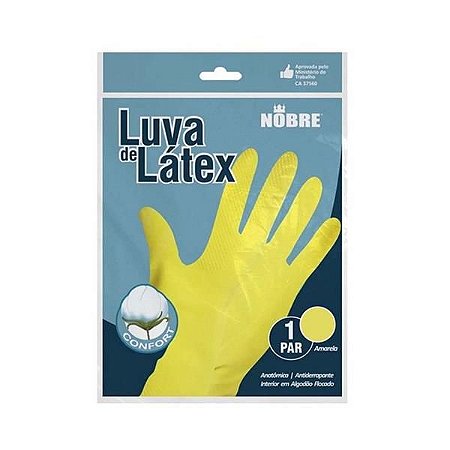 Luva borracha/latex SL 01 amarela "P" NOBRE CA 41780