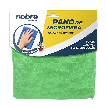 Pano de microfibra 40x40cm verde (pacote c/2un) NOBRE