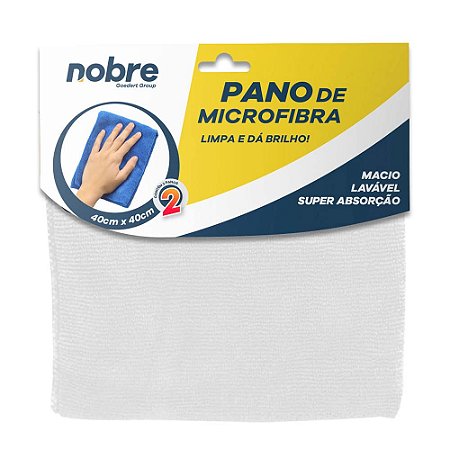 Pano de microfibra 40x40cm branco (pacote c/2un) NOBRE