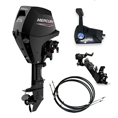 Motor de popa Mercury 25 HP EFI 4T Manche e Partida Elétrica + Kit Adaptação de comando a distância- Preço CNPJ ou Produtor Rural
