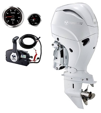 MOTOR DE POPA TOHATSU MFS115AWETL – 115 HP 4 TEMPOS BRANCO COM COMANDO À DISTÂNCIA, PARTIDA ELÉTRICA, RABETA LONGA E POWER TRIM - PREÇO P. RURAL E PJ
