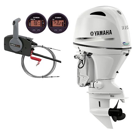 Motor de popa Yamaha 115 HP 4T BET2L Branco Elétrico com comando - Preço especial Produtor Rural e PJ