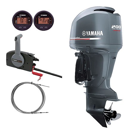 Motor de popa Yamaha 200 HP 4 Tempos BETX 25 POL. Cinza Elétrico com Comando e Power Trim - Preço para Pessoa Física