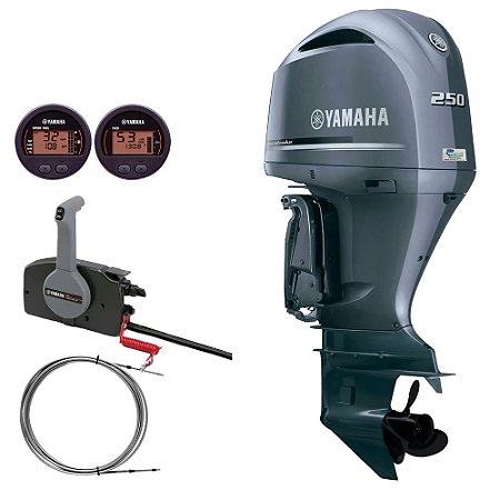 Motor de Popa Yamaha 250 HP 4 Tempos LETX Cinza 25" Pol. Elétrico com Comando e Power Trim- Faturamento INSCRIÇÃO ESTADUAL E PRODUTOR RURAL REGIÃO NORTE, NORDESTE E CENTRO-OESTE