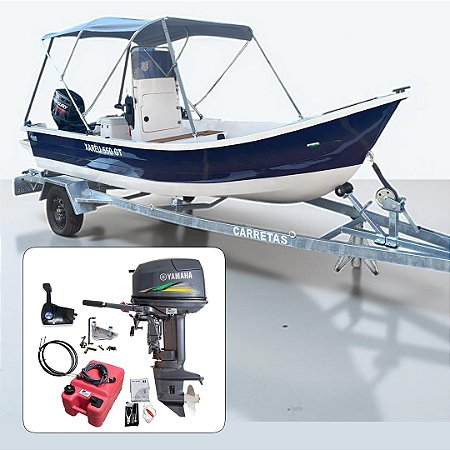 Conjunto Barco de fibra Martinelli Xaréu 550 GT com motor Yamaha 30 hp 2 tempos Elétrico+ acessórios de navegação instalados - Preço motor para PJ ou Produtor Rural