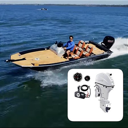 Barco Levefort Apolus Sport Fishing 600 Freestyle Special Series+ Tohatsu 60 HP 4T MFS60AWETL Branco Elétrico Power Trim+ Carreta Rodoviária+ Acessórios de montagem