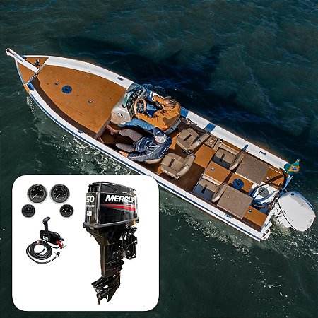 Barco Levefort Marfim 6.0 Sport Fishing Freestyle Special Series+ Mercury 50 HP 2T ELPT0 Elétrico Power Trim - Fat. PJ + Carreta Rodoviária+ Acessórios de montagem
