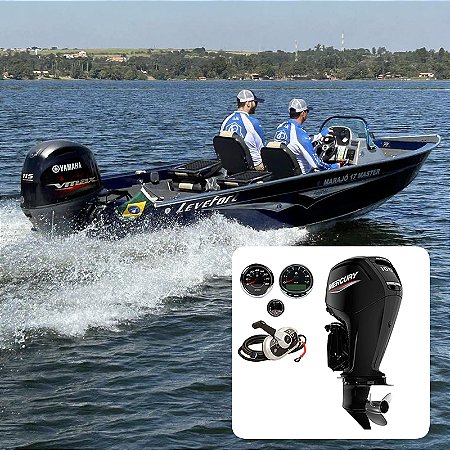 Barco Levefort Marajó Master 17 Freestyle Special Series+ Mercury 100 HP 4T CT Elétrico Power Trim - Fat. PJ + Carreta Rodoviária+ Acessórios de montagem