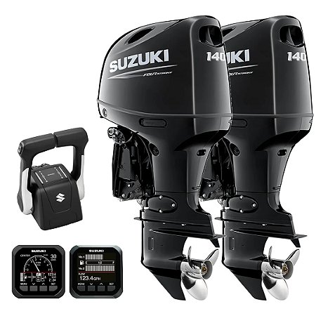 PARELHA 2X MOTOR DE POPA SUZUKI DF 140 HP B 4T EFI BTX-BZX RABETA 25" COMANDO TOPE HÉLICE INOX - PREÇO PJ - PRONTA ENTREGA FRETE GRÁTIS