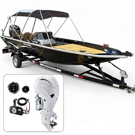 Barco Martinelli Strike 6.0 Freedeck + Tohatsu 115 HP 4T Branco Part. Elétrica Power Trim Fat. PJ + Carreta rodoviária + Acessórios de montagem