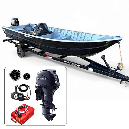 Barco Martinelli Thunder 600 + Tohatsu 50 HP 4T Partida Elétrica e Power Trim Fat. PJ + Carreta rodoviária e acessórios de navegação instalados