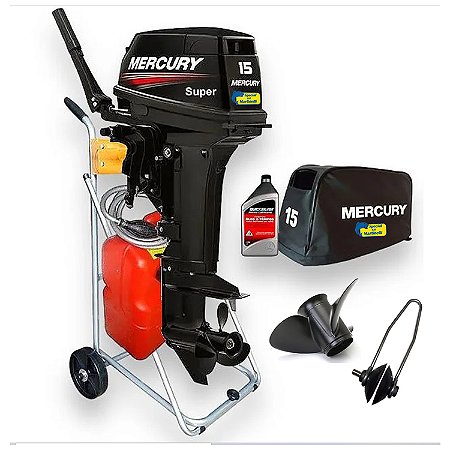 Motor de Popa Mercury 15 HP Super 2T + Special Kit - Edição Exclusiva Martinelli - Preço Pessoa Física