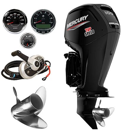 Motor de popa Mercury 100 HP ELPT EFI CT 4T Top Speed c/ hélice Inox Enertia - Exclusividade Martinelli Partida Elétrica e Power Trim Rabeta 20" - Preço especial P. Rural e PJ