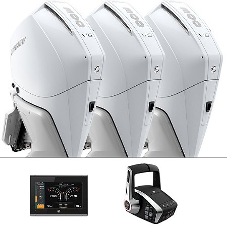 Trinca motor de popa Mercury Verado 3X 300 HP EFI 4T V8 25-30-25" Branco DTS Comando Eletrônico - Faturamento INSCRIÇÃO ESTADUAL E PRODUTOR RURAL