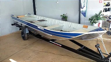 Barco de alumínio Martinelli Tornado 550 Semi chato plataformado + Carreta Rodoviária Viga U