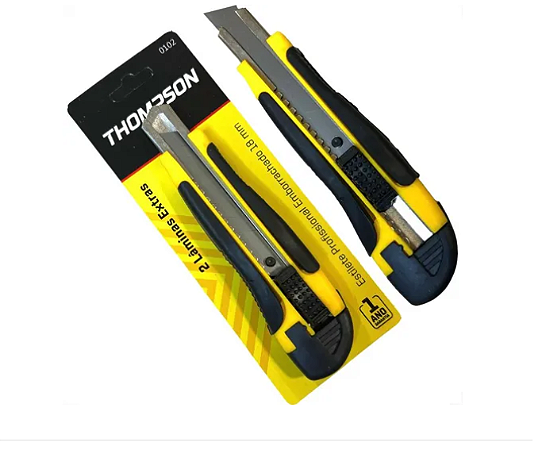 Estilete Profissional 18mm Cabo Emborrachado + 2 Lâminas