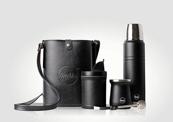 KIT Chimarrão  - Térmica 1L Rig + Cuia Ximba + Bomba + Mateira Slim 1L - BLACK