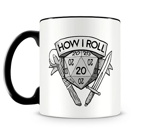 Caneca Dungeons and Dragons How I Roll Preta