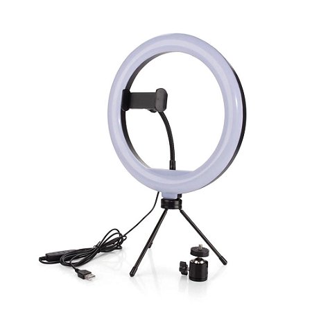 Ring Light Iluminador 8 polegadas com Tripé De Mesa Luz Led