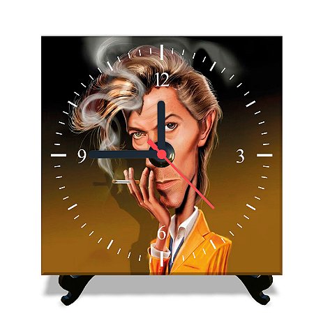 Relógio Azulejo David Bowie Caricatura 15x15cm mecânico