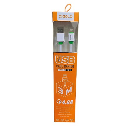 Cabo Usb De Dados Turbo  IOS 3m 4.8A CB33-2 AGOLD