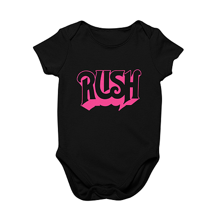 Body Bebê Algodão Rush Preto e Rosa