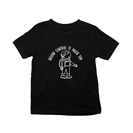 Camiseta Infantil Major Tom Bowie Preto