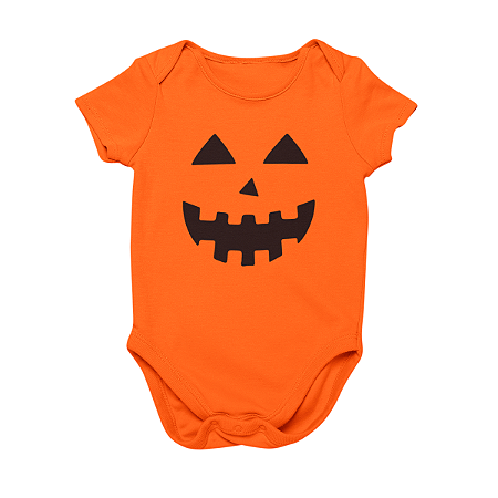 Body Bebê Algodão Abóbora Halloween Laranja