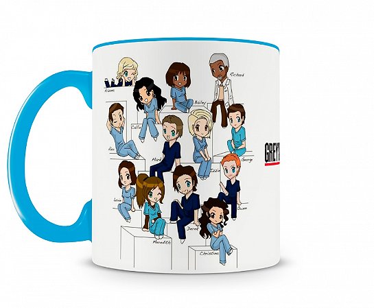 Caneca Anato Personagens Cartoon Azul Claro