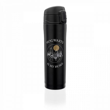 Garrafa Térmica com Botão Harry Potter Hogwarts - Artgeek 