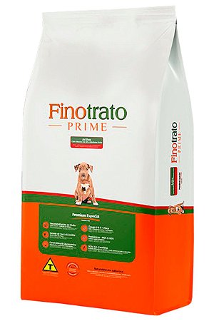 Ração Finotrato Prime Active Premium Especial para Cães Filhotes em Alta Atividade Física - 15Kg