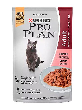 Ração Úmida Nestlé Purina Pro Plan Sachê Sabor Salmão ao Molho para Gatos Adultos - 85g