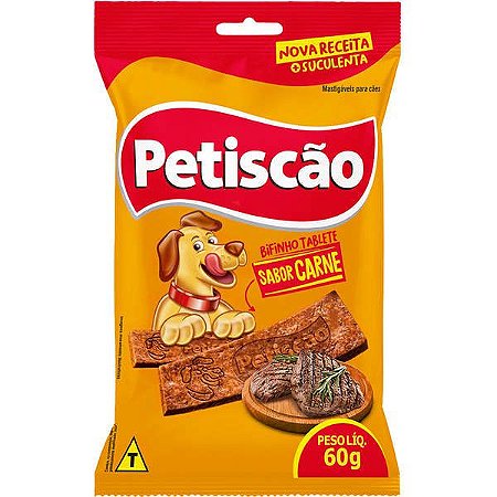 Bifinho Mastigável Petiscão Tablete Sabor Carne - 60g