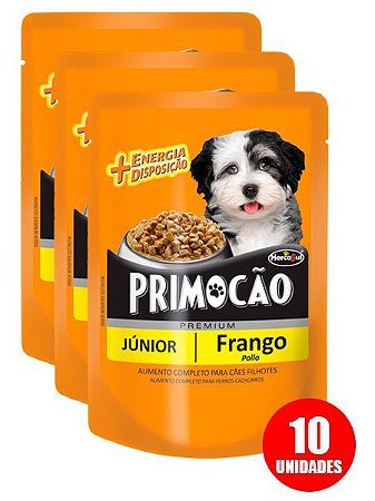 Ração Úmida Primocão Sachê Sabor Frango para Cães Filhotes 100g - 10 unidades