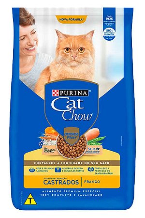 Ração Cat Chow Sabor Frango para Gatos Castrados - 7,5Kg ou 10,1Kg