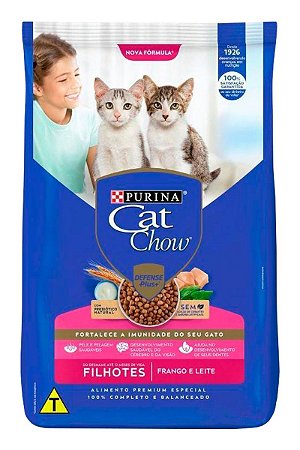 Ração Cat Chow Sabor Frango e Leite para Gatos Filhotes - 700g, 1kg, 7,5Kg ou 10,1Kg