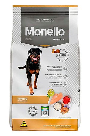 Ração Monello Tradicional Premium Especial Sabor Frango para Cães Adultos - 7Kg, 10,1kg, 15kg ou 25kg